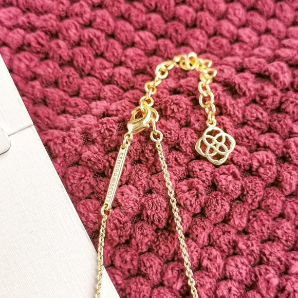 Kendra Scott Aqua Kyocera Opal Elisa Gold Pendant Necklace NEW WITH POUCH - Picture 3 of 3